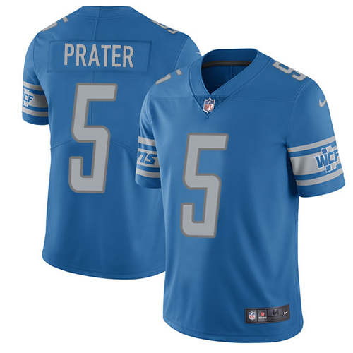 2019 men Detroit Lions 5 Prater blue Nike Vapor Untouchable Limited NFL Jersey style 2